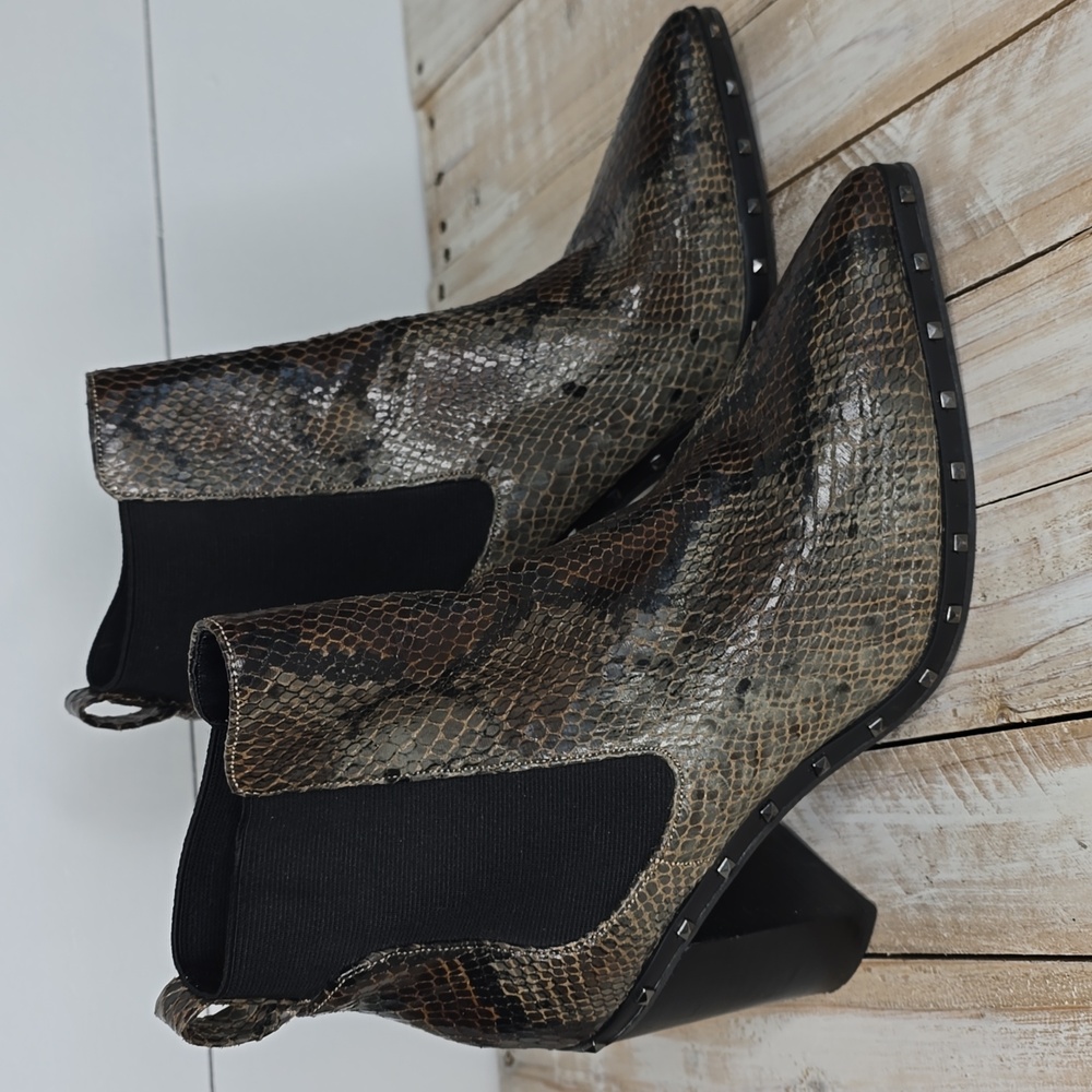 Charles by Charles David Dodger Ankle Boot Faux Snake in Dark Taupe  - 7.5
